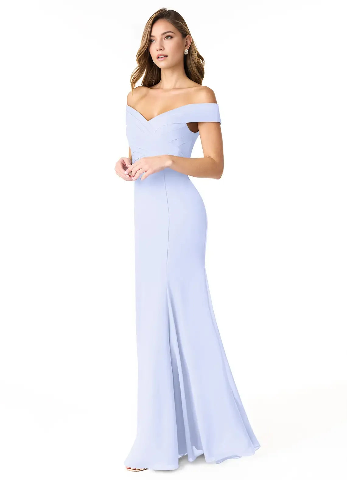 Romantic Mermaid Off the Shoulder Sleeveless Zipper Back Floor Length Bridesmaid Dress
