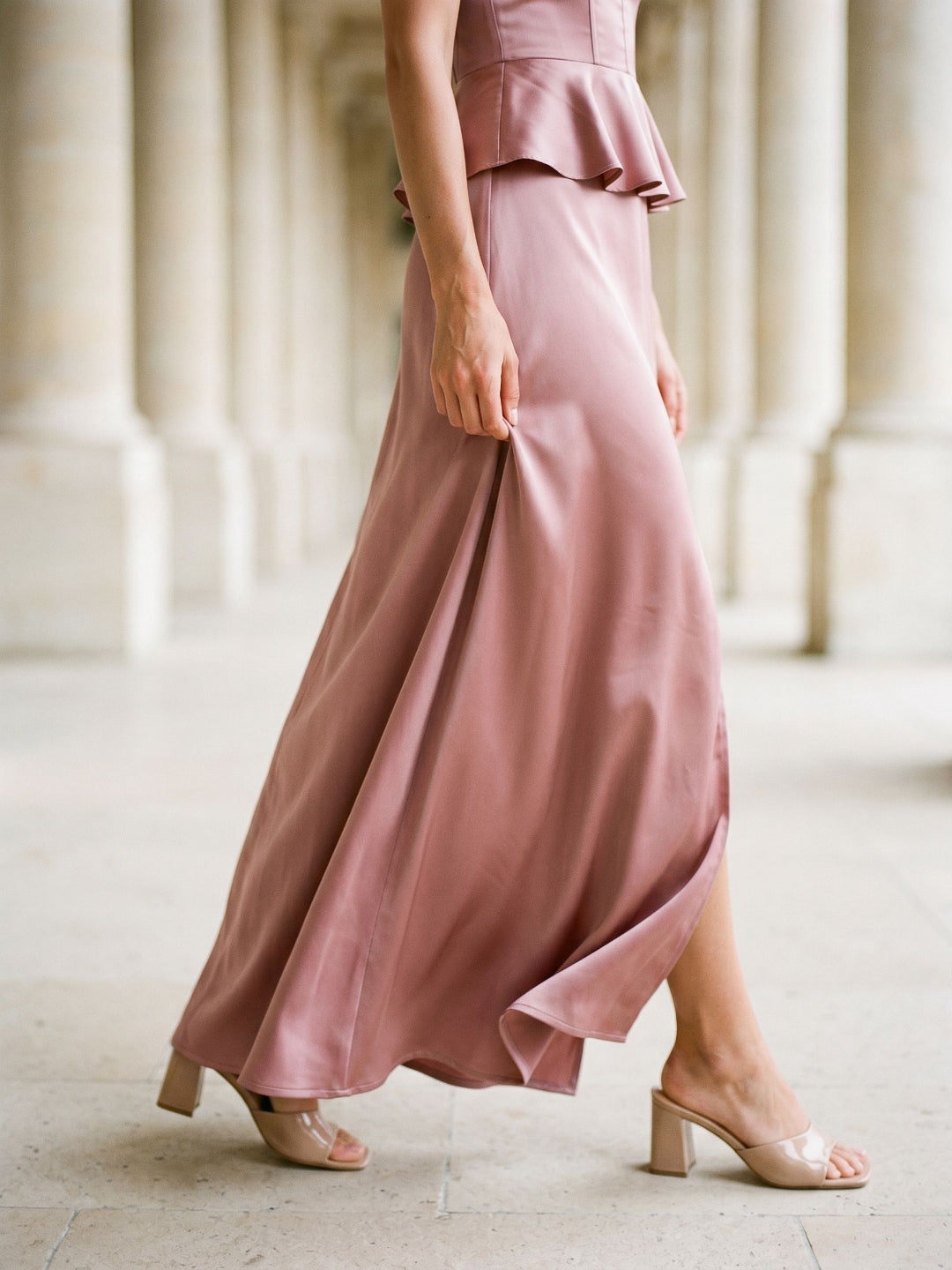 Rose Gold Satin Sheath Sweetheart Lace-Up Back Floor-Length Birthday Dress