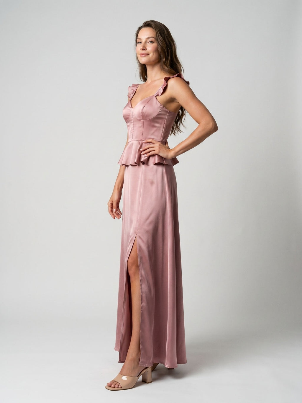 Rose Gold Satin Sheath Sweetheart Lace-Up Back Floor-Length Birthday Dress
