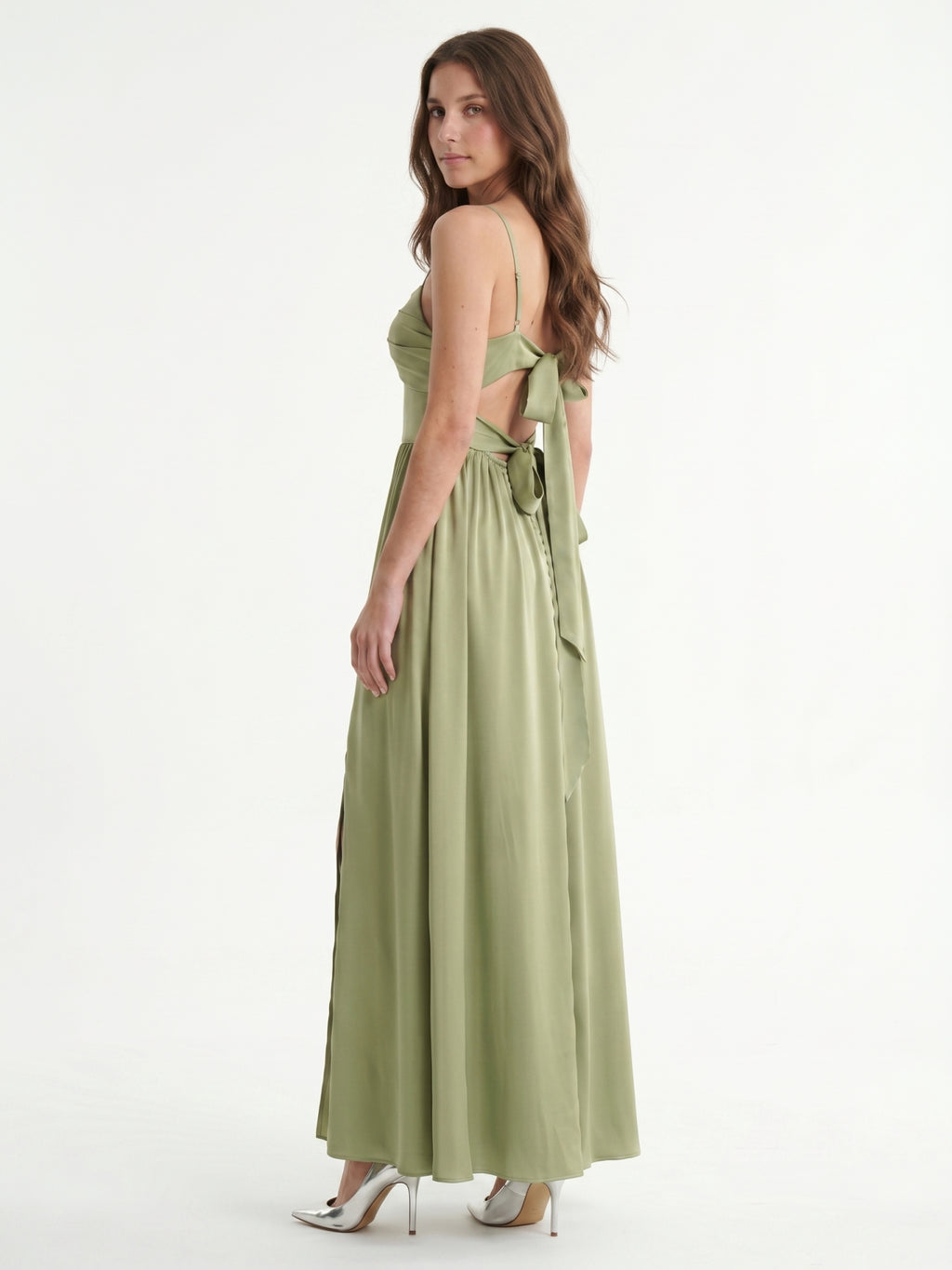 Sexy Sage Green Satin A-Line Sweetheart Neck Lace-up Ankle-Length Bridesmaid Dress