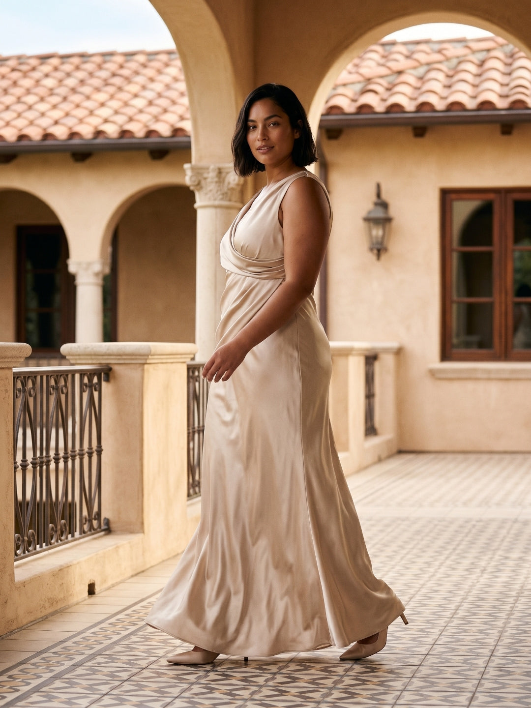 plus size satin bridesmaid dresses 2026 Sage Silk A-Line V-Neck Short Sleeves Elegant Long Formal Evening Party Gowns with Pockets Waist 88cm 35 Plus-Size Bridesmaid Dress Picks