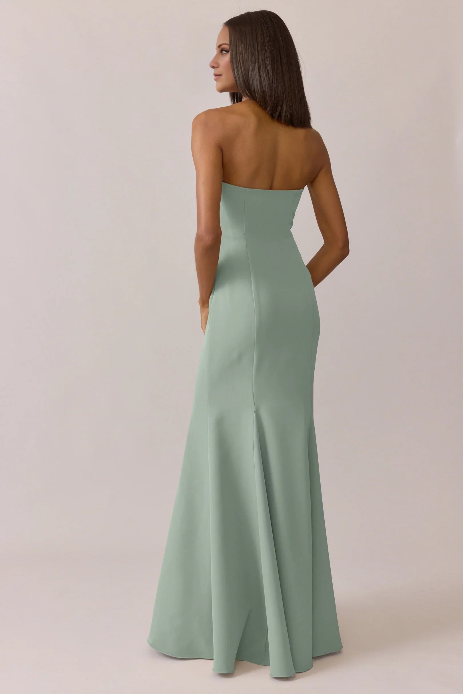 Satin Strapless V-Cut Sweetheart Bodice Trumpet Floor-Length Bridesmaid Dresses
