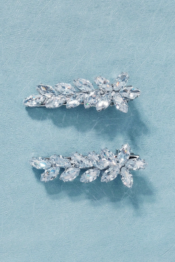 Rhinestone Pearl Floral Hair Barrettes