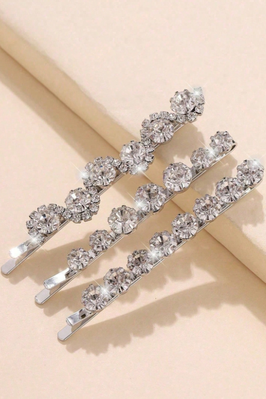 Silver Rhinestone Flower Bobby Pins Crystal Bridal Hair Pins