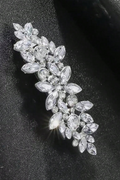 Crystal Leaf Rhinestone Silver Bridal Hair Barrette Wedding Hair Clip