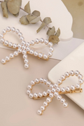2 Pack Pearl Bow Hair Barrettes Gold Bowknot Alligator Hair Clips