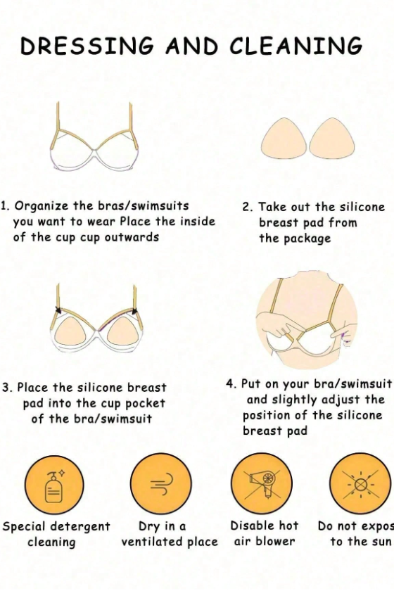 Waterproof Invisible Silicone Bra Inserts Pads 6 Pieces Set