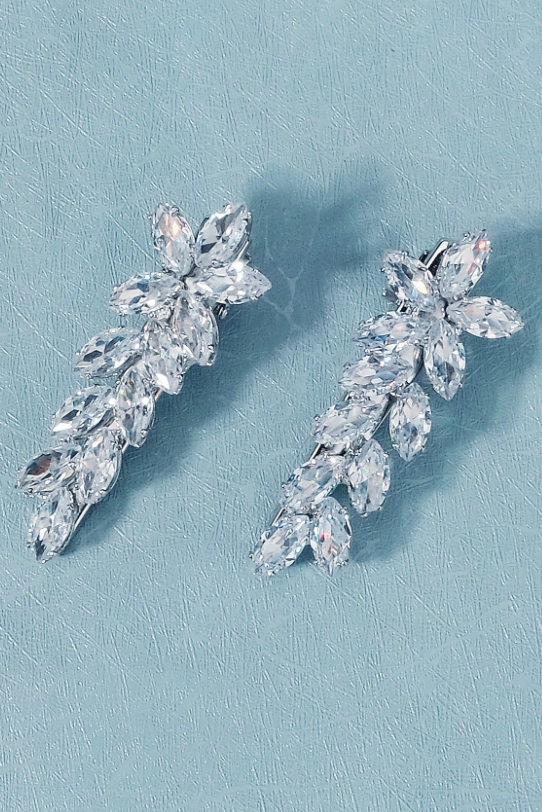 Rhinestone Pearl Floral Hair Barrettes