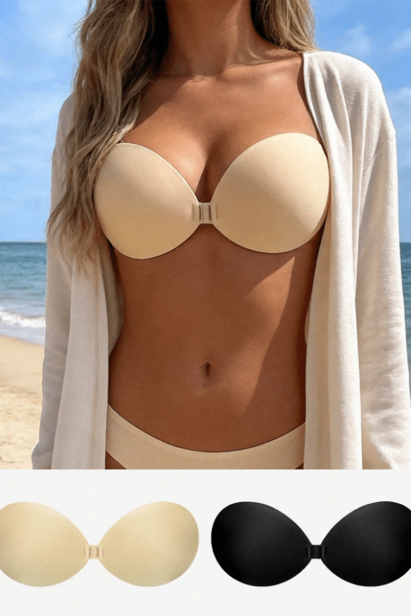 Round Cup Breathable Front Clip Reusable Adhesive Bra