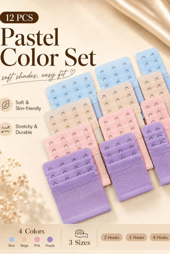 12Pcs Elastic Bra Extender Set 2/3/4 Hooks Available