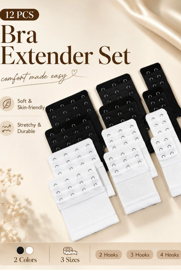 12Pcs Elastic Bra Extender Set 2/3/4 Hooks Available