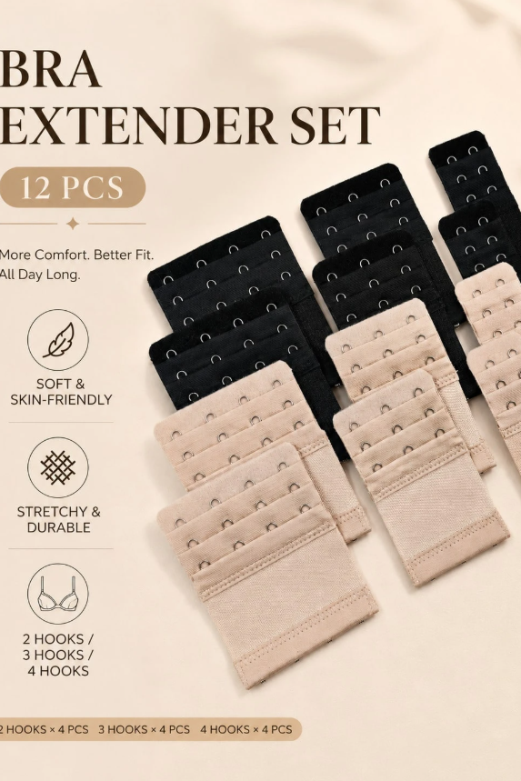 12Pcs Elastic Bra Extender Set 2/3/4 Hooks Available