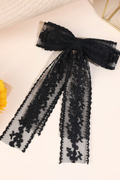 Black Lace Long Streamer Bow Hair Clip Floral Bow Hair Barrette