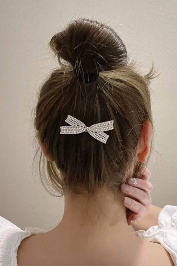 Rhinestone Hollow Bow Hair Clip Sparkly Crystal Bow Alligator Hair Barrette