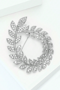 Rhinestone Laurel Wreath Leaf Hollow Lapel Brooch