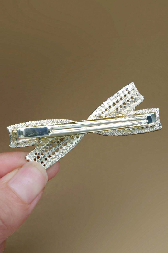 Rhinestone Hollow Bow Hair Clip Sparkly Crystal Bow Alligator Hair Barrette
