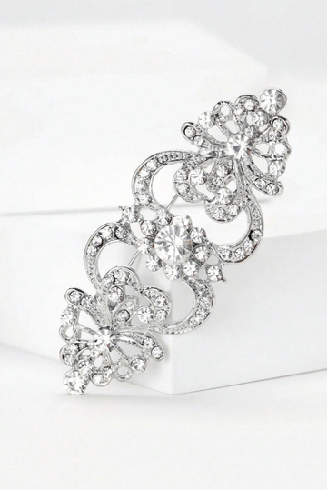 Vintage Filigree Crystal Hollow Formal Dress Brooch