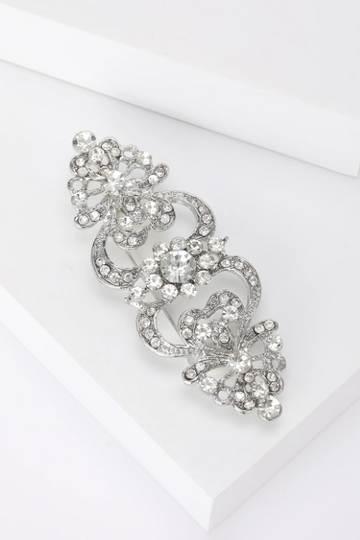 Vintage Filigree Crystal Hollow Formal Dress Brooch