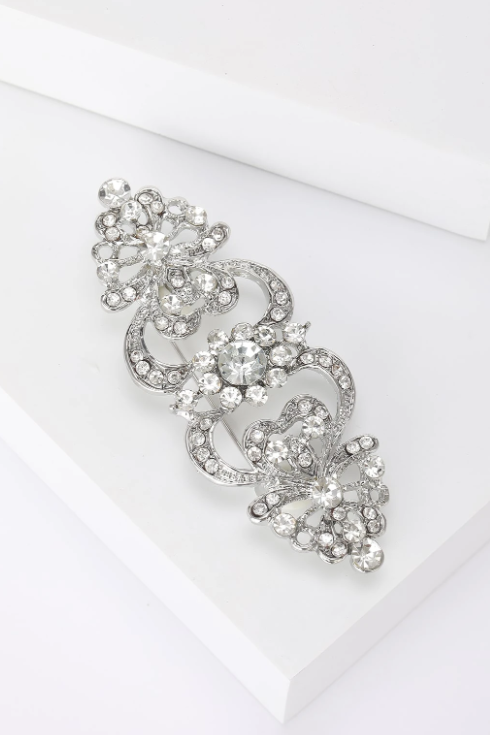 Vintage Filigree Crystal Hollow Formal Dress Brooch