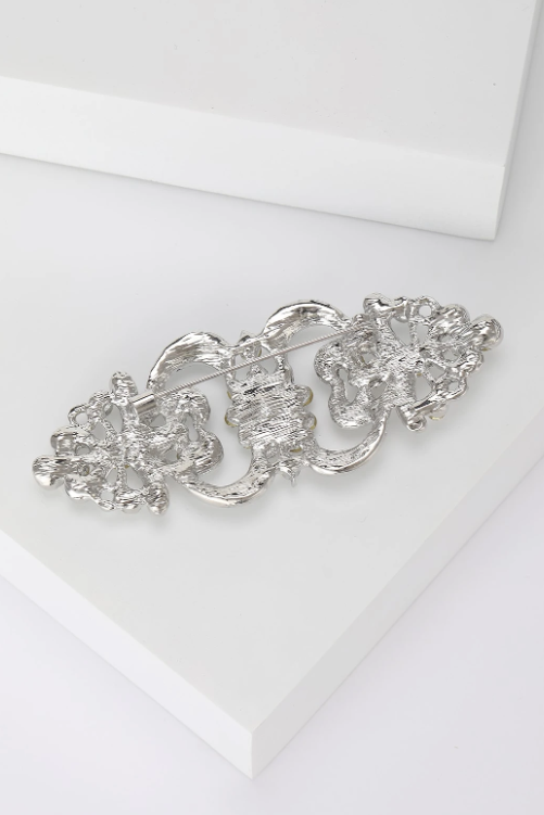 Vintage Filigree Crystal Hollow Formal Dress Brooch