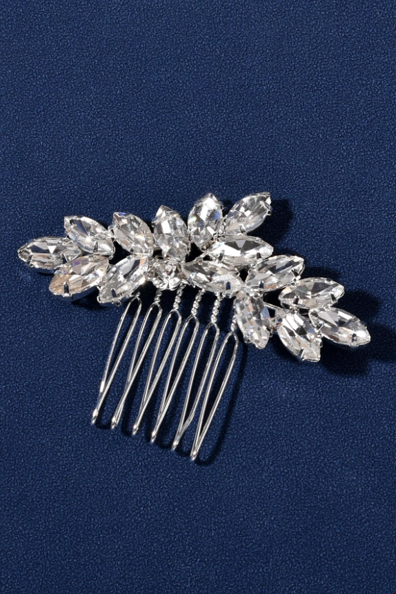 Crystal Leaf Rhinestone Bridal Hair Comb Silver Wedding Side Hair Comb