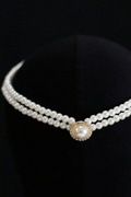 Vintage Pearl Choker & Two-Tier Pearl Earring Set Gold Wedding Jewelry