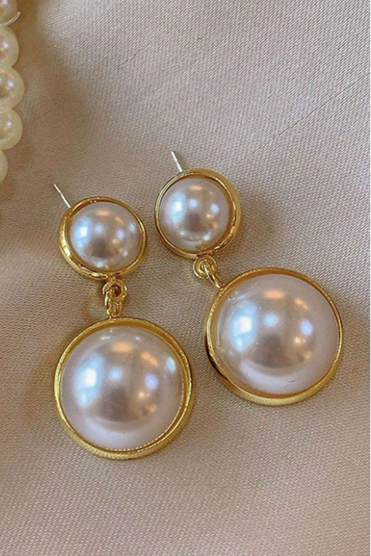 Vintage Pearl Choker & Two-Tier Pearl Earring Set Gold Wedding Jewelry