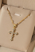 Dainty Crystal Cross Gold Necklace Sparkle Chain