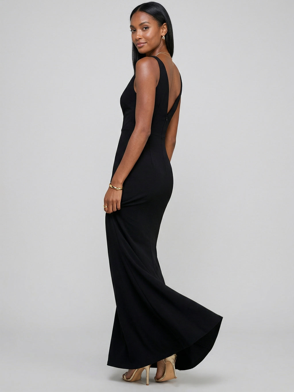 Sexy Black Chiffon Black V-Neck Ankle-Length Bridesmaid Dress