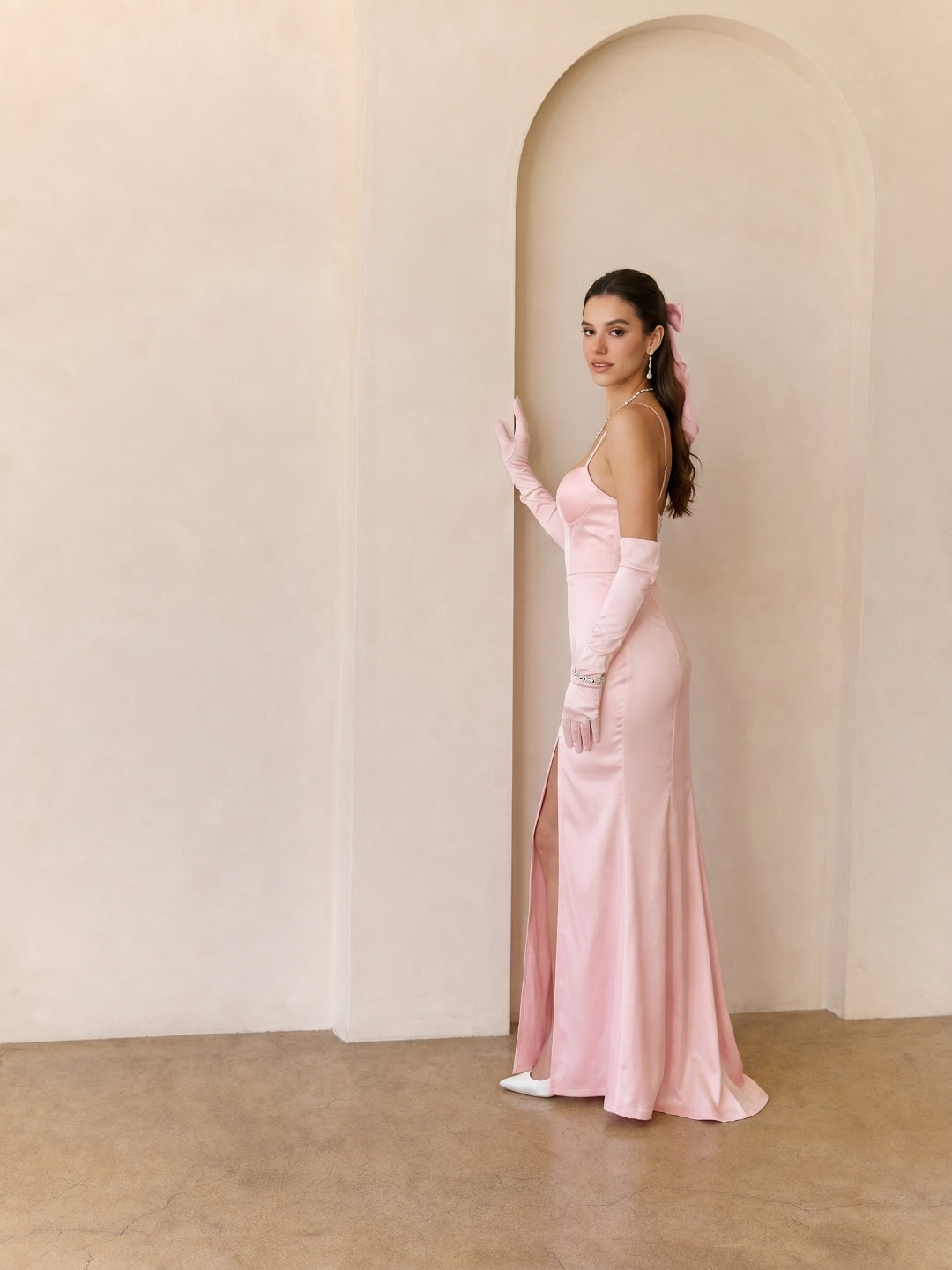 Sexy Blushing Pink Satin Sheath Sweetheart Ankle-Length Bridesmaid Dress