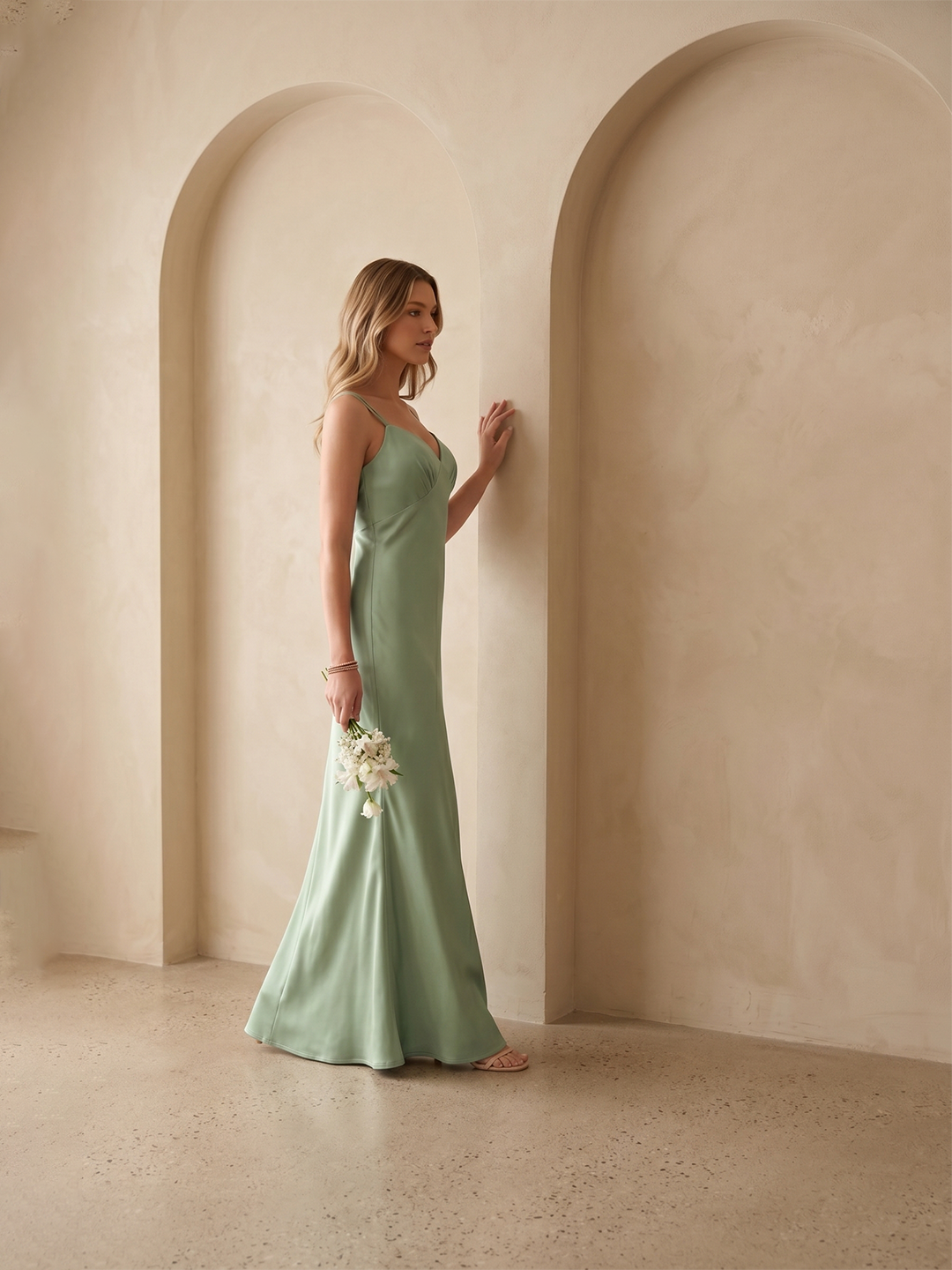 Sexy Dusty Sage Satin Mermaid Sweetheart Backless Ankle-Length Bridesmaid Dress