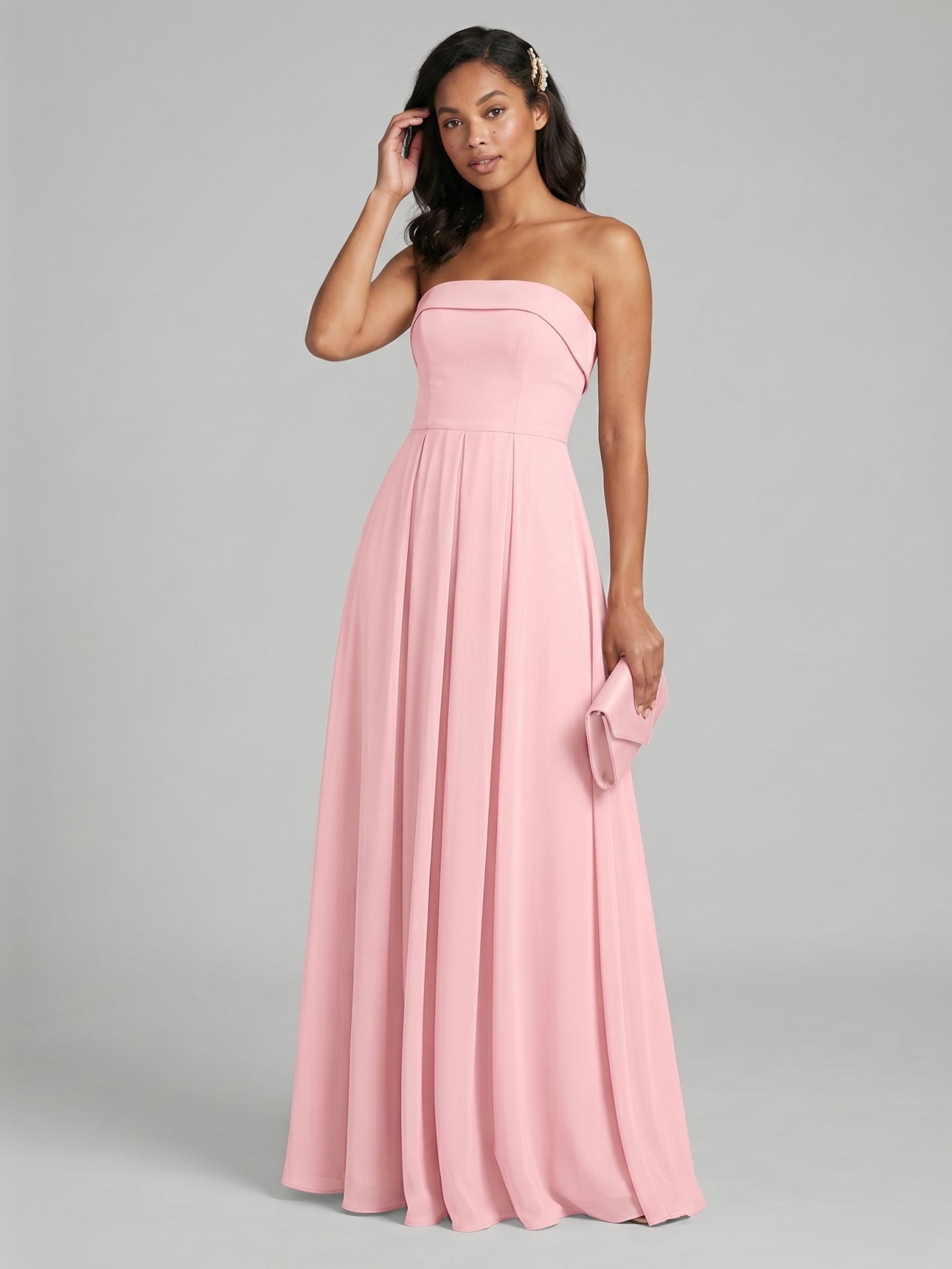 Sexy Petal Chiffon A-Line Off-the-Shoulder Backless Ankle-Length Bridesmaid Dress