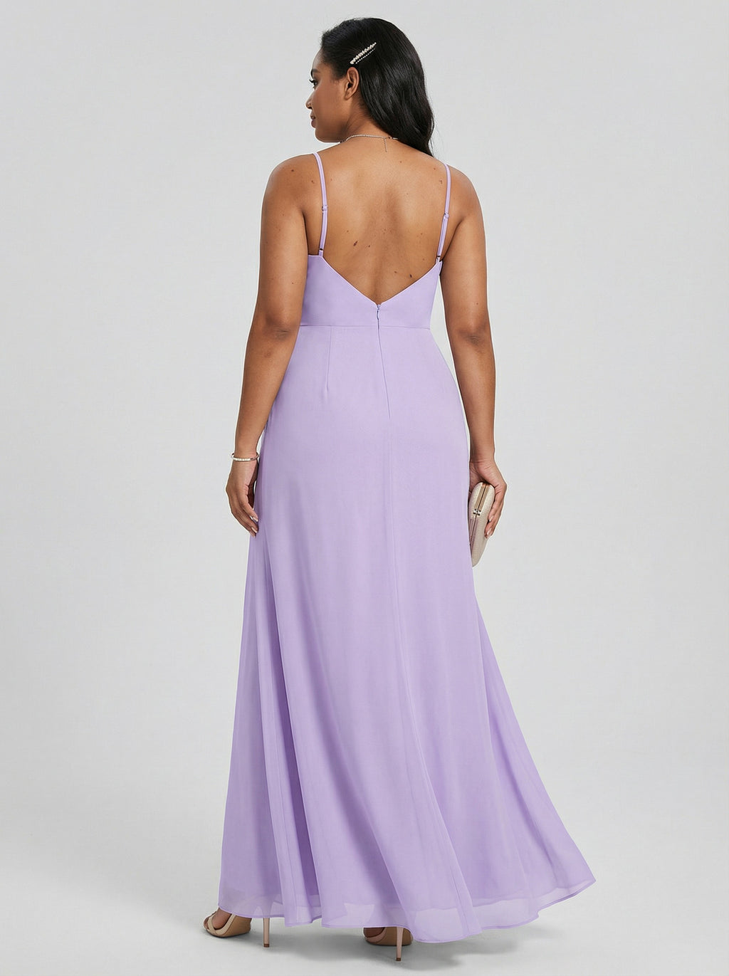 Simple Mauve Chiffon A-Line Sweetheart Backless with Ruffle Accents Ankle-Length Plus Size Bridesmaid Dress