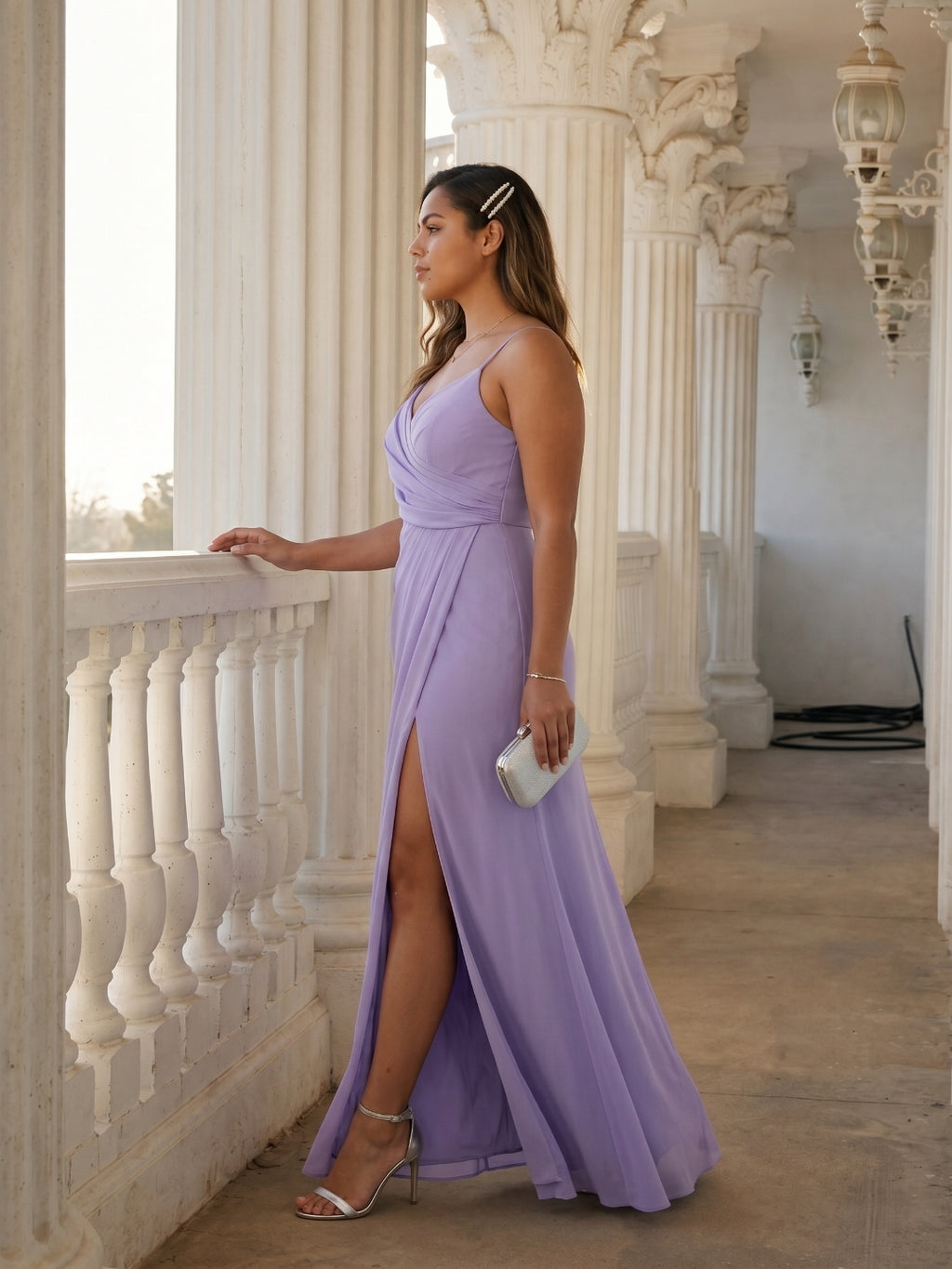 Simple Mauve Chiffon A-Line Sweetheart Backless with Ruffle Accents Ankle-Length Bridesmaid Dress