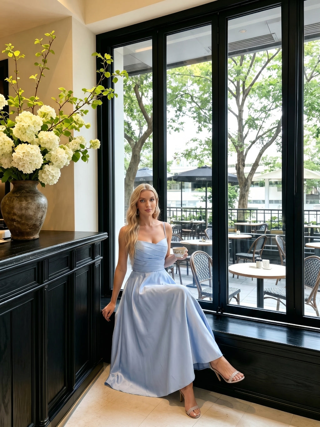 Simple Mist Satin A-Line Straight Neck Back Zip with nan Knee-Length Bridesmaid Dress