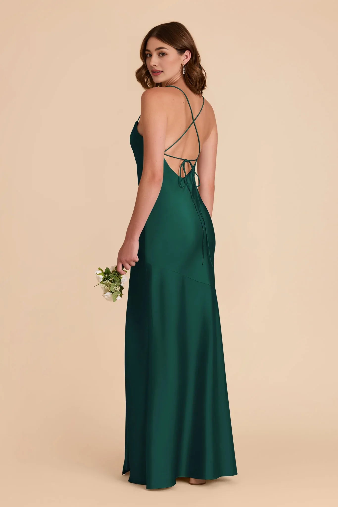 Simple Sheath/Column Cowl Neck Sleeveless Satin Maxi Bridesmaid Dress