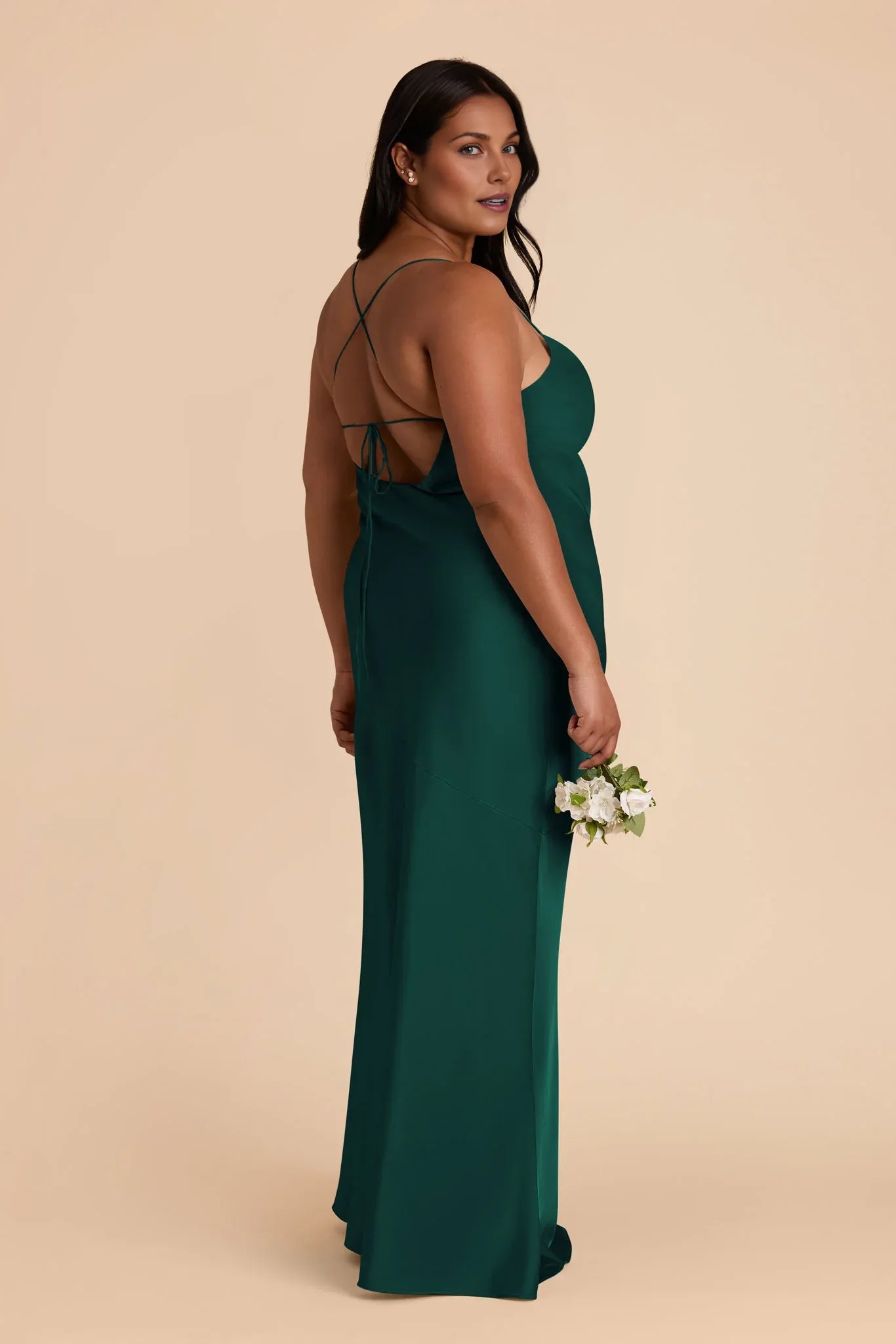 Simple Sheath/Column Cowl Neck Sleeveless Satin Maxi Bridesmaid Dress