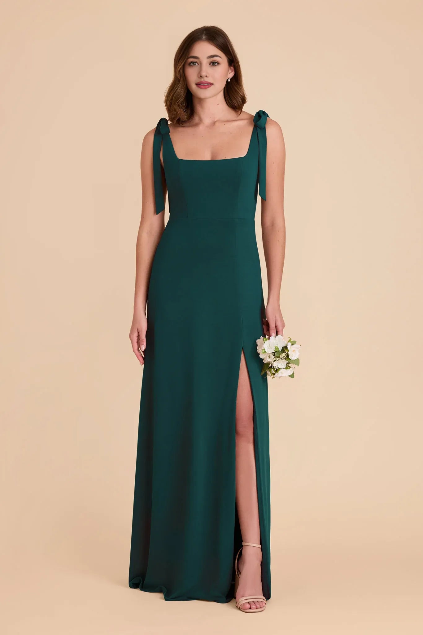 Simple Sheath/Column Square Neck Sleeveless Slit Maxi Bridesmaid Dress
