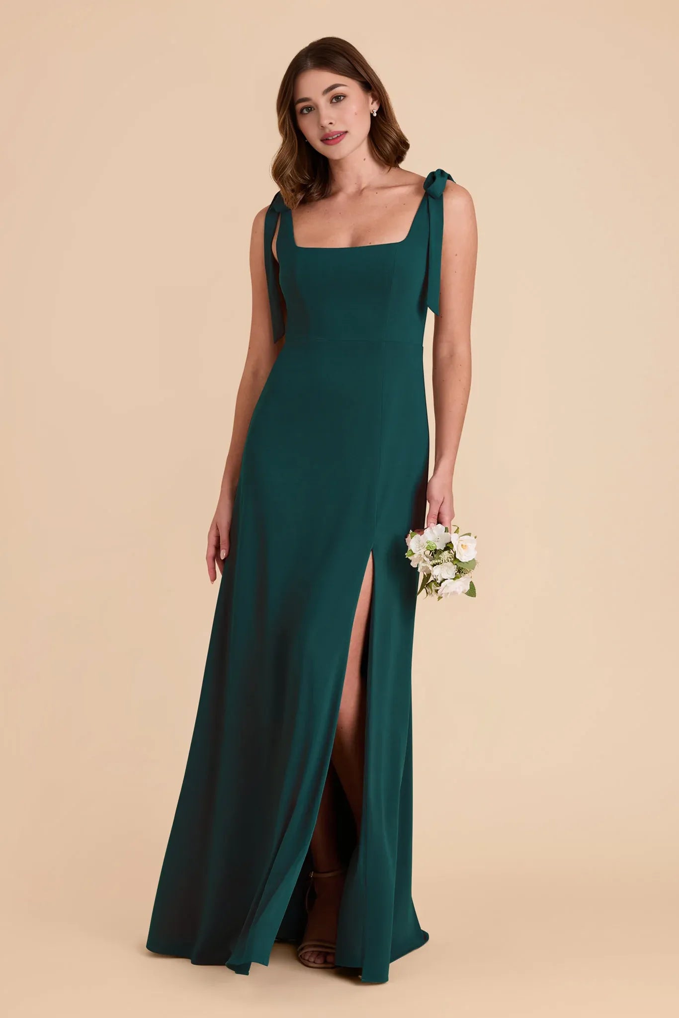 Simple Sheath/Column Square Neck Sleeveless Slit Maxi Bridesmaid Dress
