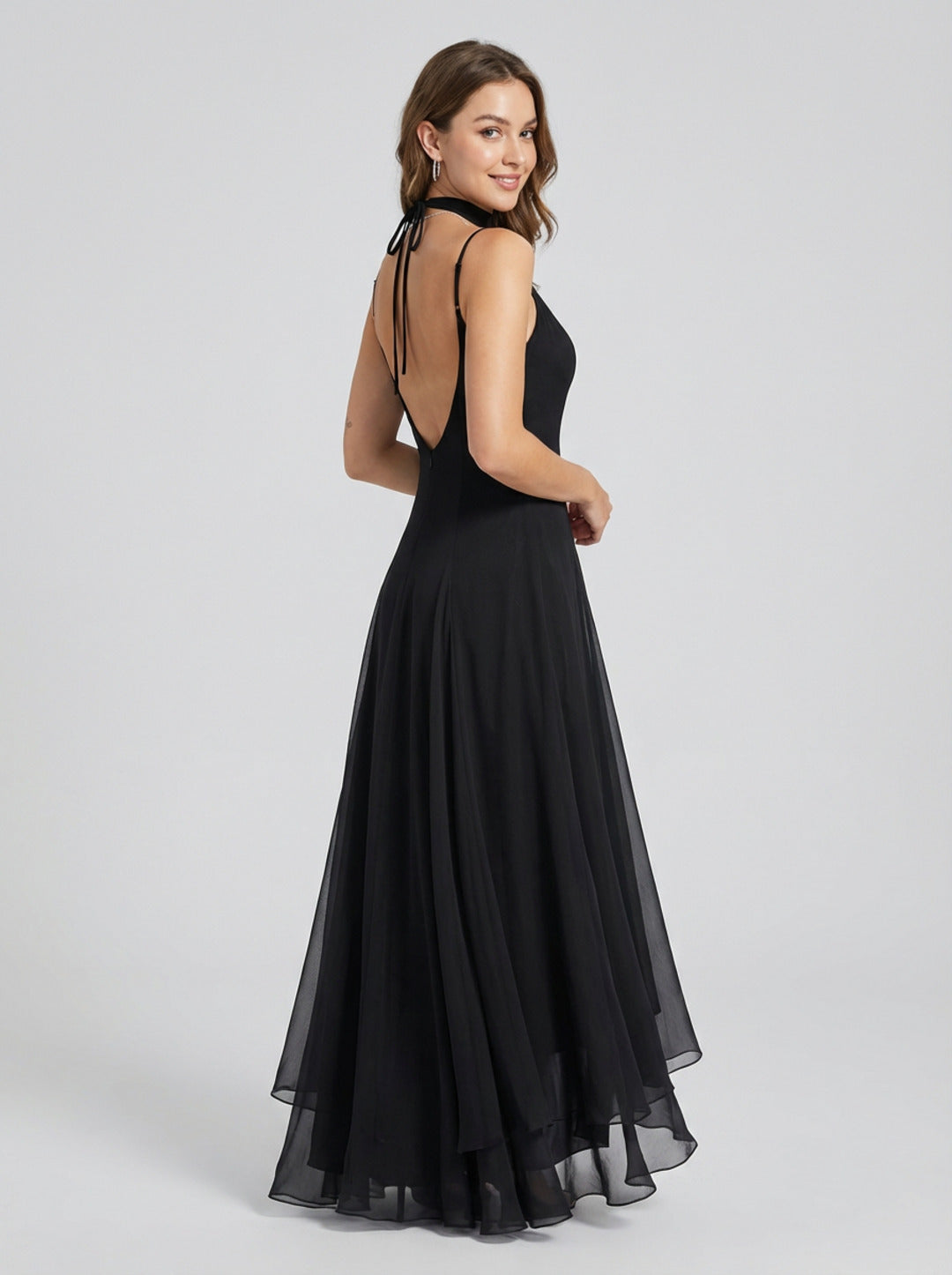 Simple Black Chiffon A-Line Sweetheart Ankle-Length Bridesmaid Dress
