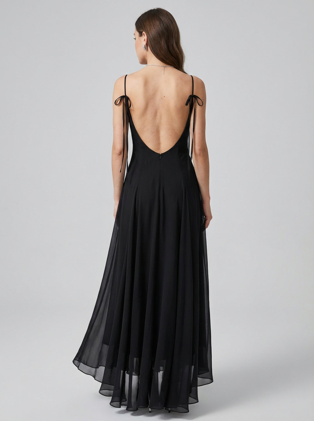 Simple Black Chiffon A-Line Sweetheart Ankle-Length Bridesmaid Dress