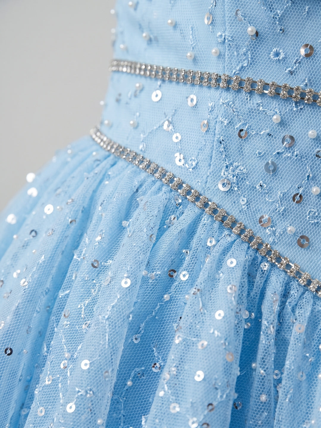 Sky Blue Satin A-Line V-Neck Lace-Up Back Short Homecoming Dress with Beading
