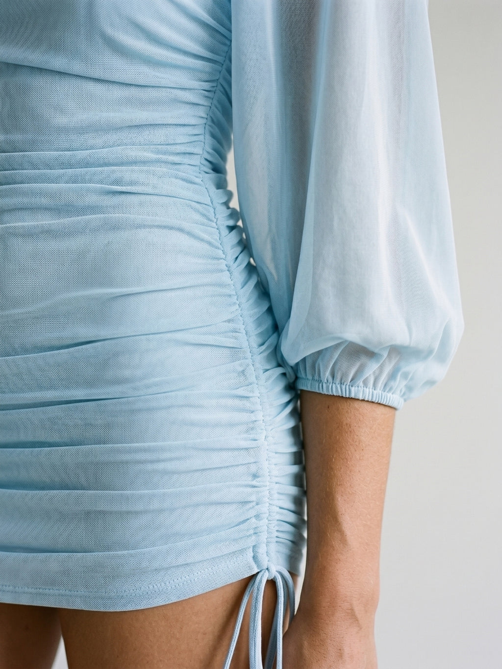 Sky Blue Tulle Sheath Square Neck Back Zip Short Homecoming Dress with Pleating