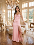 Soft Petal Satin A-Line Sweetheart Criss-Cross Strap Floor-Length Bridesmaid Dress