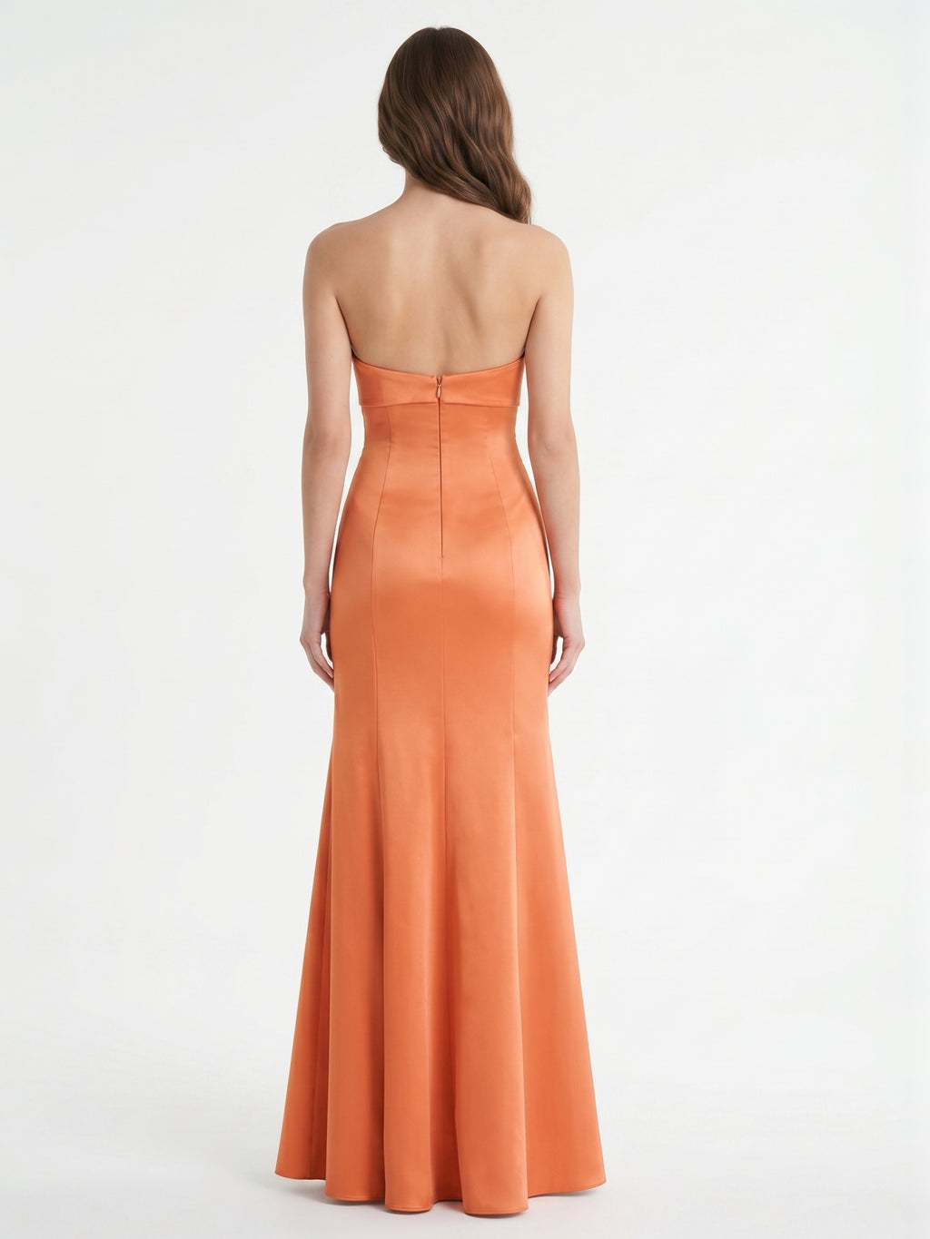 Spirited Orange Satin Trumpet Sweetheart Backless Floor-Length Bridesmaid Dress