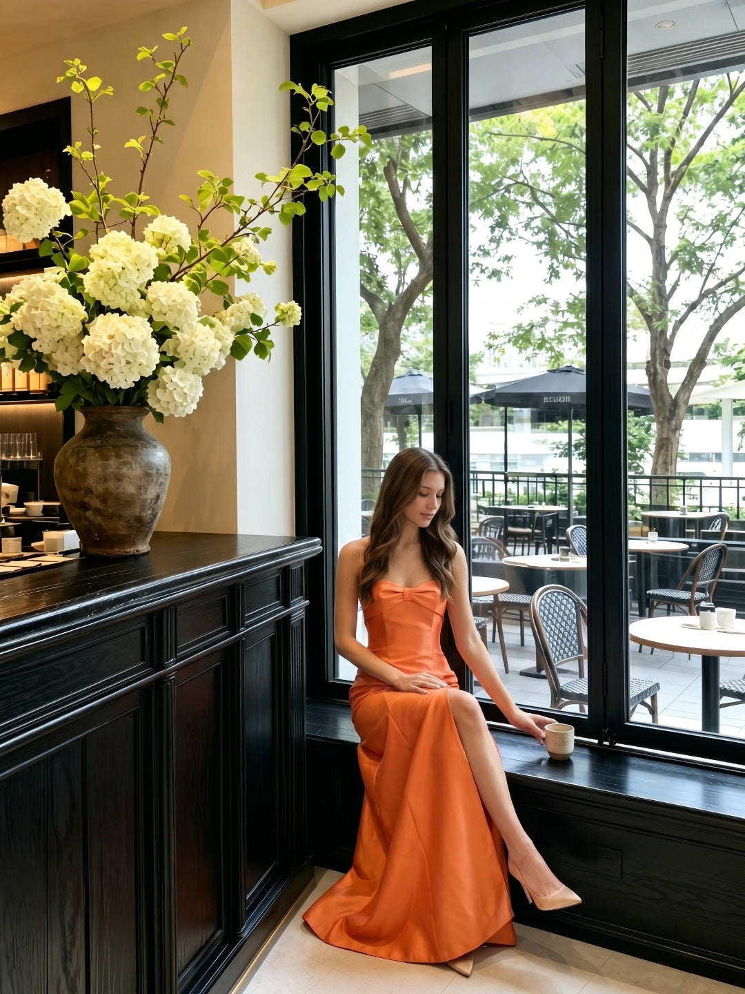 Spirited Orange Satin Trumpet Sweetheart Backless Floor-Length Bridesmaid Dress