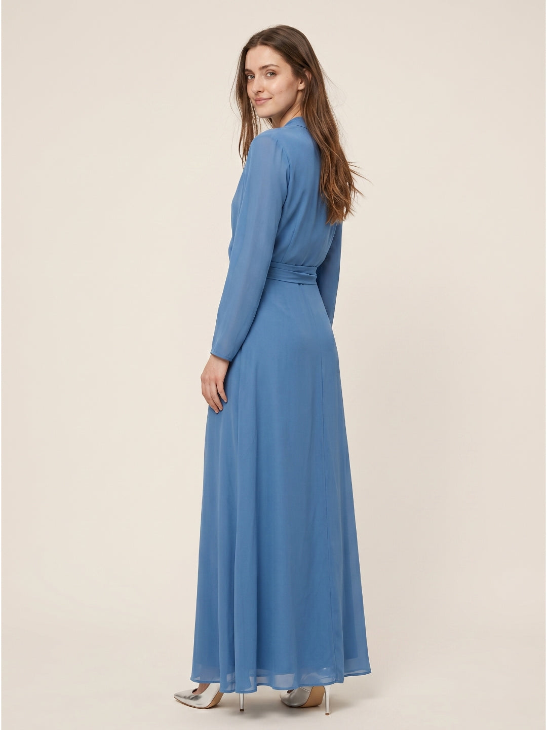 cotton bridesmaid dresses Ever-Pretty Chiffon Pleated V-Neck Maxi Budget Bridesmaid Dress in Sage with Flutter Sleeve