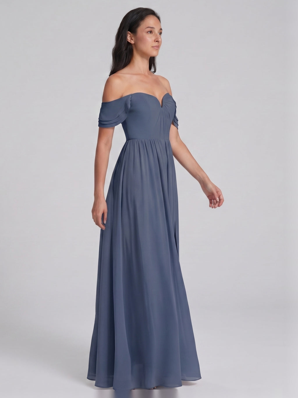 Sweet & Flowy Stormy Chiffon A-Line Straight Neck Back Zip Ankle-Length Bridesmaid Dress