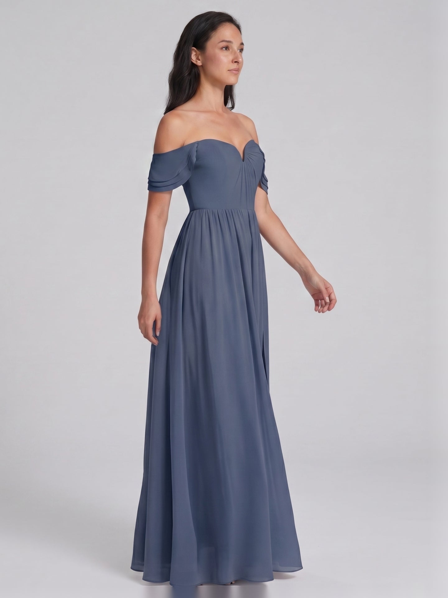 Sweet & Flowy Stormy Chiffon A-Line Straight Neck Back Zip Ankle-Length Bridesmaid Dress