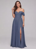 Sweet & Flowy Stormy Chiffon A-Line Straight Neck Back Zip Ankle-Length Bridesmaid Dress